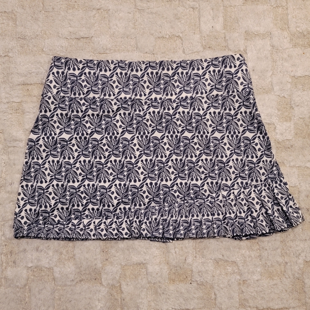Sigrid Olsen Navy and White Floral Mini Skirt